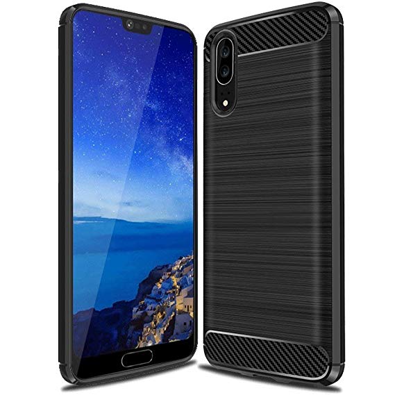 Huawei P20 Case,"NOT FOR HUAWEI P20 PLUS",Suensan TPU Shock Absorption Technology Raised Bezels Protective Case Cover for Huawei P20 5.9 Inch (Black)