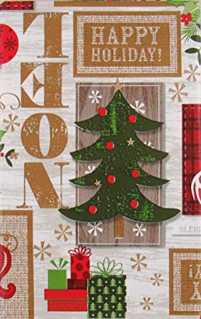 Festive Cheer Christmas Collection Vinyl Flannel Back Tablecloth (White Woodgrain, 60" x 84" Oblong)