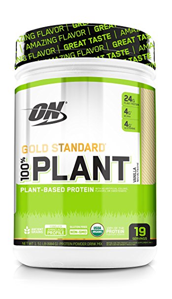 Optimum Nutrition Gold Standard 100% Plant Based Protein Powder, Vanilla, 1.51 Pound