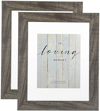 HomeMe Rustic Photo Picture Frame Set with High Definition Glass for Wall Mount & Table Top Display (11"x14"-2P, Dark Grey)