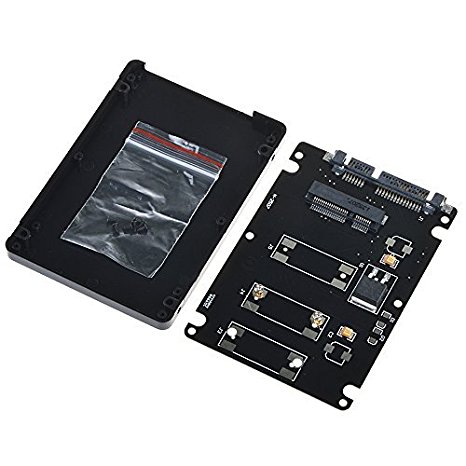 Flashmen Black Mini Pcie mSATA SSD to 2.5" SATA Adapter Card with Case, 7-mm