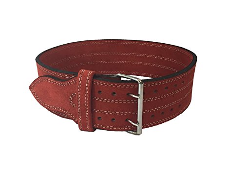 Weight Lifting Belt 4" Power Lifting Belt, Suede Lining with Double Prong, Roller Buckle