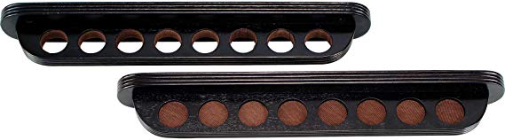 Roman Shaped 8 Pool Cue Stained Wood Wall Rack