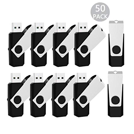 Wholesale 50 Pack 8GB Flash Drive Custom Logo Thumb Drive Flash Drives Swivel Memory Stick, Black