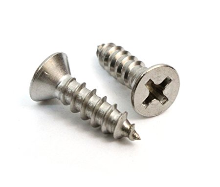 #6 x 1/2" Stainless Flat Head Phillips Wood Screw (100 pc), 18-8 (304) Stainless Steel, Choose Size, By Bolt Dropper