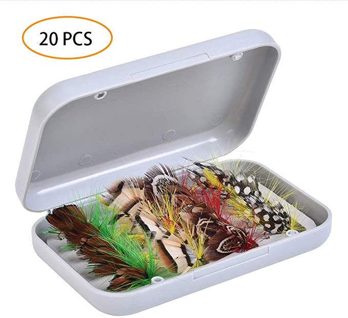 FOCUSER Flies for Fly Fishing, Dry/Wet Fly Fishing Lures, Fly Fishing Gear for Bass, Trout, Salmon with Storage Organizer Box, Fly Boxes, Lure Boxes, Planet Box, Gifts, Accessories, Assorted…