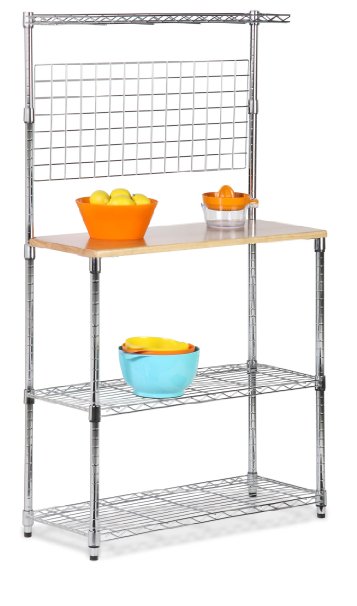 Honey-Can-Do SHF-01608 Bakers Rack with Cutting Board and Storage Shelves