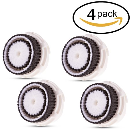 Procizion Compatible Replacement Brush Heads for Sensitive Skin Works with Mia, Mia 2, Mia 3, Aria, Pro, PLUS, Smart Profile, Alpha Fit and Radiance Face Cleansing Systems (Four Pack)
