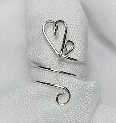 Toe Ring Heart - .925 Sterling Silver Adjustable.