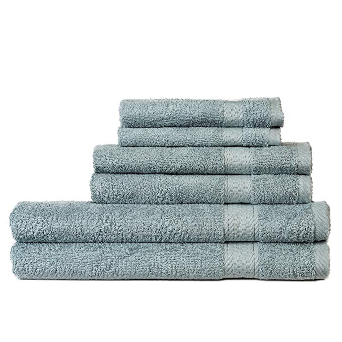 ixirhome Turkish Towel Set 6 Piece,100% Cotton, 2 Bath Towels, 2 Hand Towels and 2 Washcloths, Machine Washable, Hotel Quality, Super Soft and Highly Absorbent (Aqua Green)