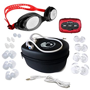 HydroActive Headphones and 8 GB SYRYN waterproof MP3 player with shuffle feature