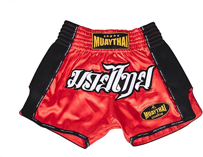 Paosing Muaythai Muay Thai Boxing Shorts Retro - Red & Black