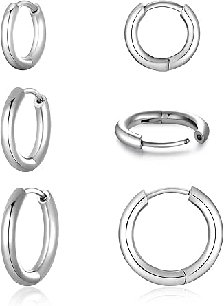 Titan Creolen Ohrringe für Damen Herren G23 Titan Creolen Hypoallergen Klein Klappcreolen Kreolen Knorpel Helix Ohrpiercing 8/10/12mm