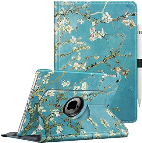 Fintie Case for iPad 7th Generation 10.2 Inch 2019-360 Degree Rotating Smart Stand Protective Back Cover, Supports Auto Wake/Sleep for iPad 10.2" 2019 Tablet, Blossom