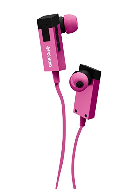 Polaroid PBT83PK Universal Wireless Tangle Free Bluetooth Headphones with Mic Compatible with All Bluetooth Devices (Pink)