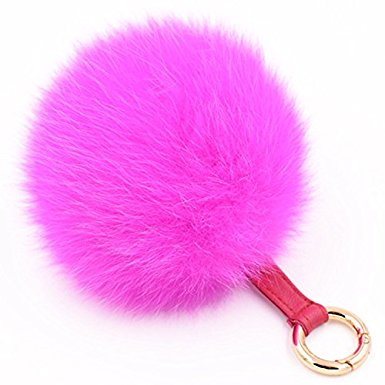 FURTALK Genuine Large Fox Fur Pompoms Mobile Strap Coppia Keychain Fox Fur Ball