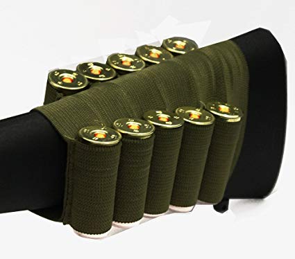 OD Green 10 Round Shotgun Ammo Shot Shell Cartridge Hunting Stock Buttstock Slip Over Carrier Holder Fits 12 / 20 GA Gauge Ambidextrous CZ USA 712/720 12 & 20 Gauge Pump Action Sporter