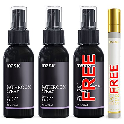 Mask Bathroom Spray 2oz Twin Pack, FREE Bottle and Atomizer, Lavender & Lilac Fragrance, Toilet Spray, Before You Go Deodorizer, Best Value Air Freshener Poo Poop Spray, Perfect for Travel!