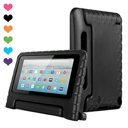 Amazon Kids Kindle Fire 7 Case 2015 Release for Boys&Girls,CAM-ULATA Tablet 7 inch Cover Shock Proof Protective with Handle Stand Holder Light Weight (Previous Generation - 5th) Black