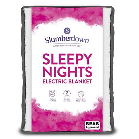 Slumberdown Sleepy Nights Quilted Electric Blanket with 3 Heat Settings, Double