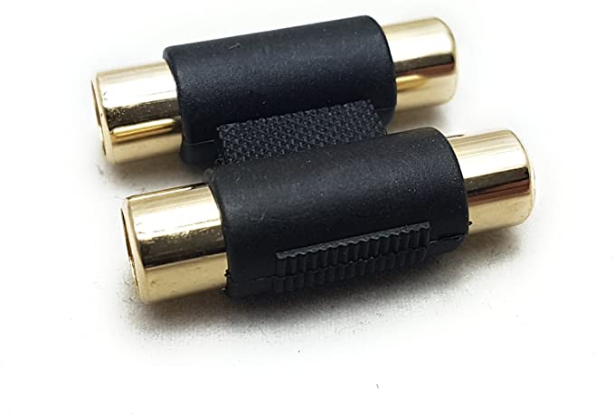 MainCore Twin 2 x RCA to 2 x RCA Phono Female Socket to Socket Coupler Cable Joiner Adapter GOLD.