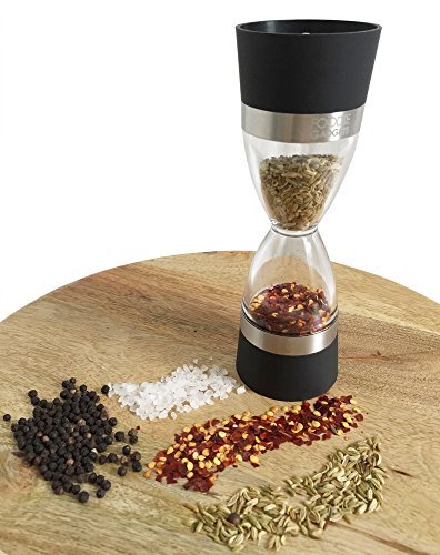 Sale! 5 Pro-mill Deluxe Dual 2 in 1 Salt and Pepper Grinder / Spice Mill Easy Grip andIncludes FREE Spice Mix Recipe Booklet and Guarantee!