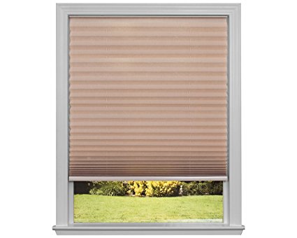 Easy Lift Trim-at-Home Cordless Pleated Light Filtering Fabric Shade Natural, 36 in x 64 in, (Fits windows 19"- 36")