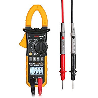 Digital Clamp Meter, Auto 4000 Counts Manual Range AC DC Voltmeter Ammeter Ohmmeter Capacitance Frequency Tester with Head Ligh