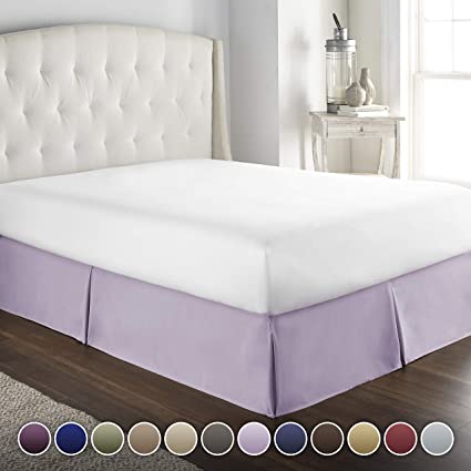 Hotel Luxury Bed Skirt/Dust Ruffle 1800 Platinum Collection-14 inch Tailored Drop, Wrinkle & Fade Resistant, Linens (Queen, Lavender)