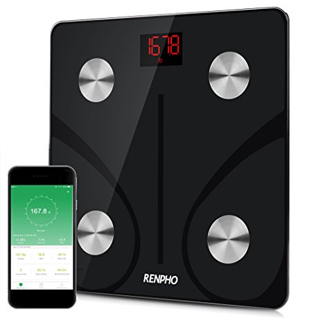 RENPHO “Healthbuddy 2 Lite" FDA Approved Bluetooth Smart Scale - Measures 9 Body Compositon Values: Weight (lb/kg), BMI, Body Fat, Water Mass, Skeletal Muscle, Bone Mass, Protein, Basal Metabolism, Body Age. Convert data to graphs with the App!