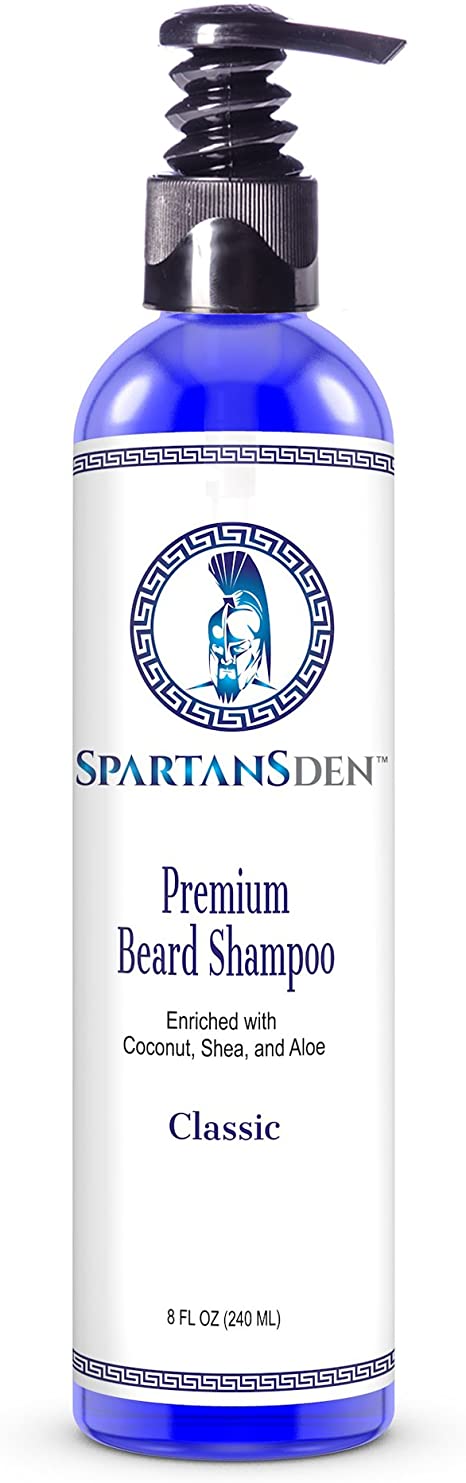 Sale | Spartans Den Premium Beard Shampoo 8oz | Best Beard Wash to Fight Dandruff & Itchiness, Soften, Cleanse, & Promote Beard Growth | Classic Scent