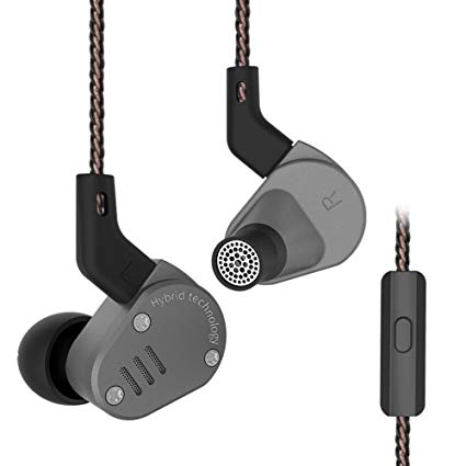 KZ ZSA HiFi Extra Bass In Ear Headphones/Earbuds with Detachable Cable (Grey with Mic)