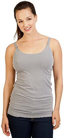 Bamboobies Nursing Tank Top, Maternity Clothes for Breastfeeding, Slate, Large