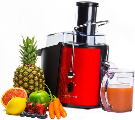 Andrew James Professional Whole Fruit Power Juicer In Stunning Red, Includes 2 Year Warranty, Juice Jug And Cleaning Brush