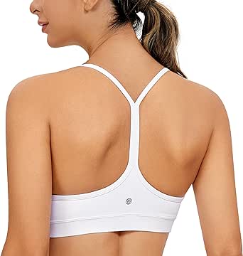 CRZ YOGA Butterluxe Womens Y Back Sports Bra - Padded Racerback Low Impact Spaghetti Thin Strap Workout Yoga Bra