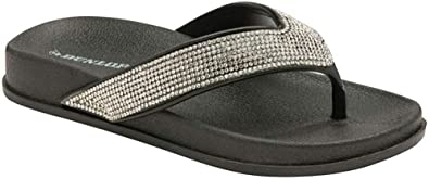 Dunlop Ladies Low Wedge Multi Platform Summer Slip On Toe Post Flipflops Sandals Shoes Size 3-8