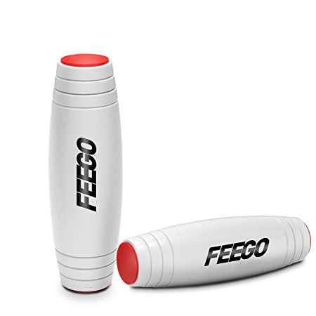 Amazing Desk Toy, FEEGO Spinner Stick Fidget Toy Easy to Flip Roll Made of Beech Desktop Hand Toy Anxiety Release for Office Home Party Class Bar(White )