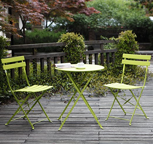 Grand Patio Premium Steel Patio Bistro Set, Folding Outdoor Patio Furniture Sets, 3 Piece Patio Set of Foldable Patio Table and Chairs, Green