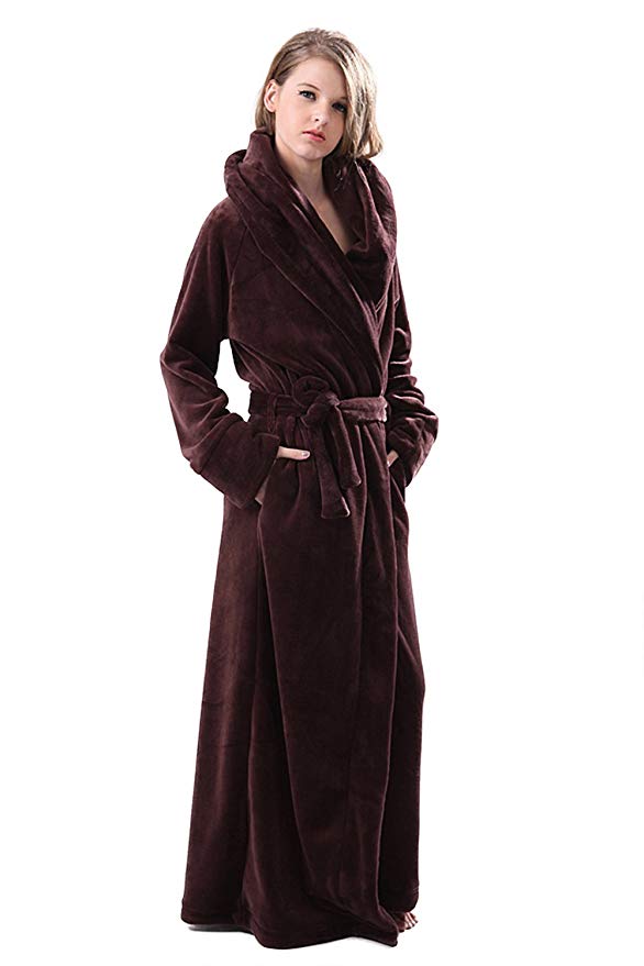 7 VEILS Women and Men Microfleece Flannel Ultra Long Floor Length Bathrobes