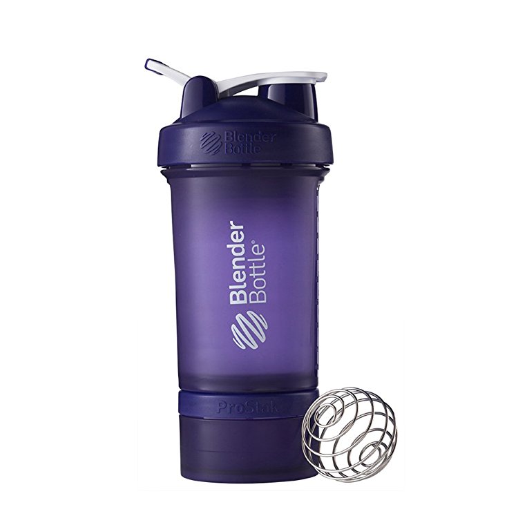 BlenderBottle ProStak System with 22-Ounce Bottle and Twist n' Lock Storage, Purple/Purple