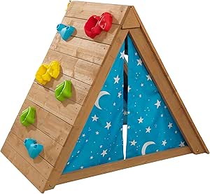 KidKraft A-Frame Hideaway & Climber, Toddler Climbing Frame with Play Tent and Rock Wall for Kids, Indoor and Outdoor Playground, Toddler toys, 10278