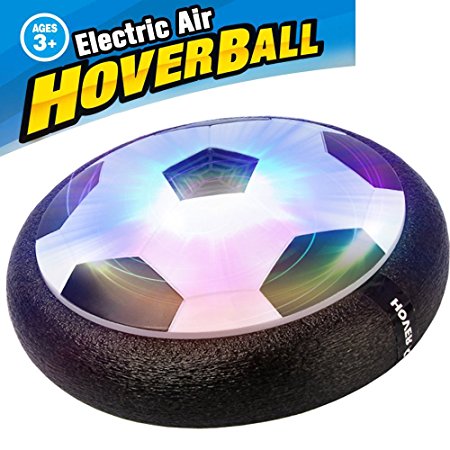 AMENON Kids Air Power Soccer Football Boys Girls Sport Children Toys Training Football Indoor Outdoor Disk Hover Ball Game with Foam Bumpers and Light Up LED Lights