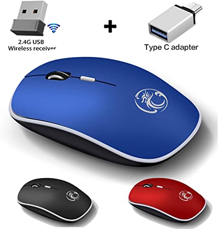 Wireless Mouse for MacBook Air Laptop MacBook pro Mac iMac Win7/8/10 Desktop HP Computer (Blue)