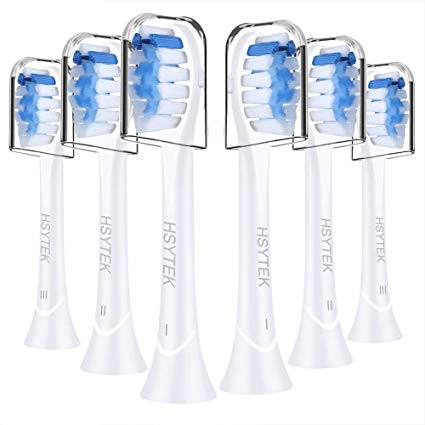 HSYTEK Replacement Brush Heads Compatible with Philips Sonicare Toothbrush, Fits ProtectiveClean, DiamondClean, Plaque Control, Gum Health, FlexCare, HealthyWhite, ProResults, 6 Pack
