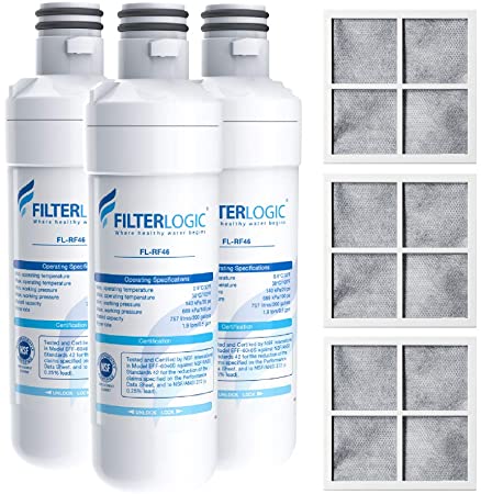 FilterLogic MDJ64844601 Refrigerator Water Filter and Air Filter, Replacement for LG LT1000P, LT1000PC, LT-1000PC MDJ64844601 and LT120F, 3 Combo, Package may vary