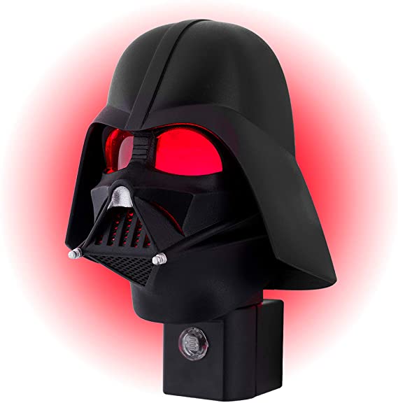 Star Wars Mini Darth Vader LED Night Light, Collector’s Edition, Plug-in, Dusk-to-Dawn Sensor, Disney, Red Glow, Ideal for Bedroom, Bathroom, Nursery, 44607