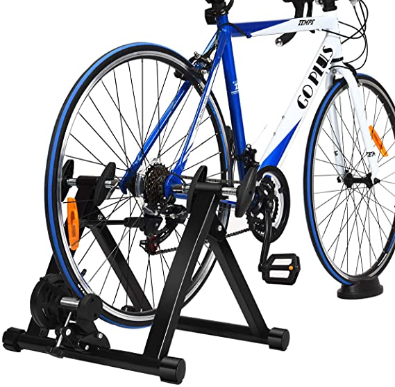 COSTWAY Fluid Bike Trainer Stand, Indoor Turbo Trainers with Double Locking System and Noise Reduction, Folding Bicycle Training Stand for 26'' to 28'' Wheels