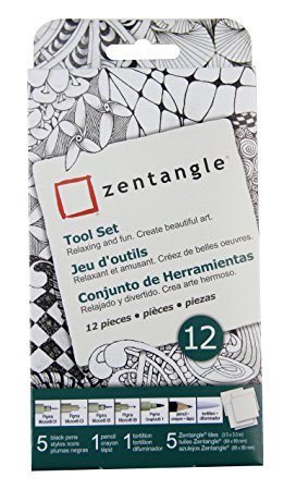 Sakura #50110 Zentangle 12 Pc Set w/ 3.5" White Tiles