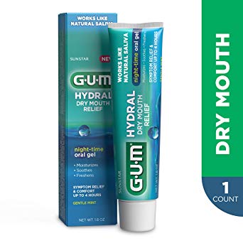 GUM Hydral Oral Gel, Alcohol-Free Gentle Mint Gel for Night-time Dry Mouth Relief, 1.8 oz