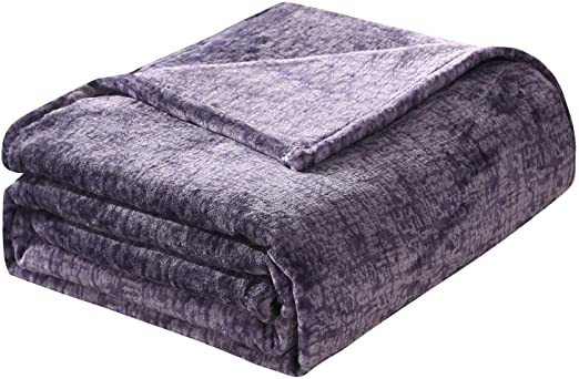 HT&PJ Super Soft Lightweight Flannel Fleece Throw Blanket Microfiber Velvet Cozy Warm Throw Blanket for Living Room (Printed Lavender, (Throw50 X 60"))